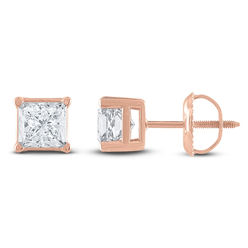 Princess-Cut Diamond Solitaire Stud Earrings 1/4 ct tw 14K Rose Gold (I/I2)