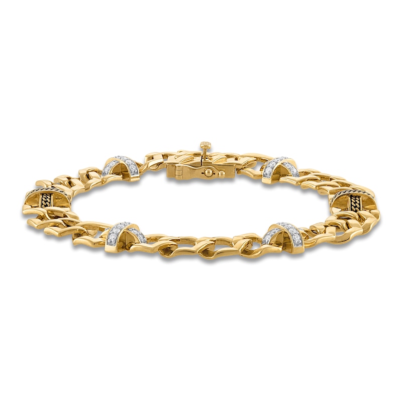 Main Image 1 of 1933 by Esquire Men's Diamond X-Link Bracelet 1/2 ct tw 14K Yellow Gold-Plated Sterling Silver 8.5&quot;