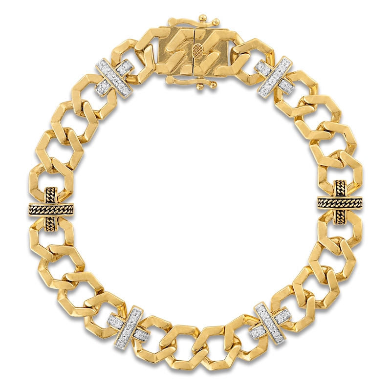 Main Image 2 of 1933 by Esquire Men's Diamond X-Link Bracelet 1/2 ct tw 14K Yellow Gold-Plated Sterling Silver 8.5&quot;