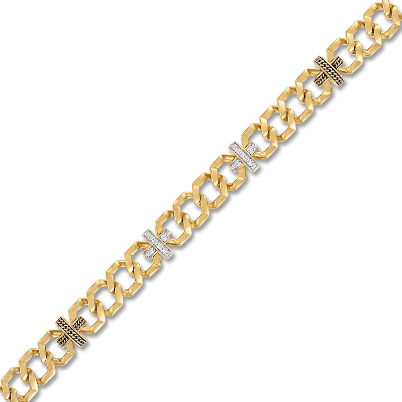 Main Image 3 of 1933 by Esquire Men's Diamond X-Link Bracelet 1/2 ct tw 14K Yellow Gold-Plated Sterling Silver 8.5&quot;