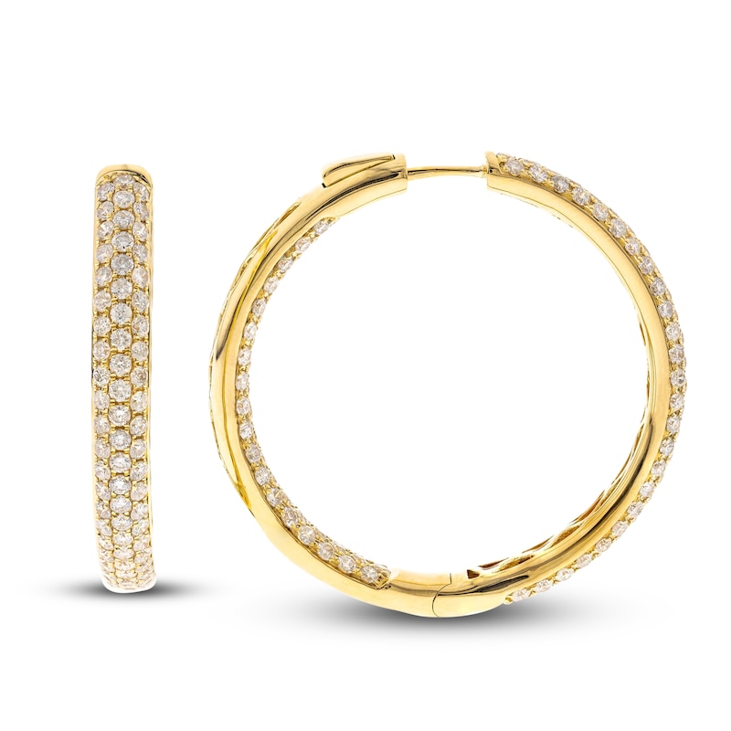 Main Image 2 of Diamond Hoop Earrings 5-1/4 ct tw Round 14K Yellow Gold