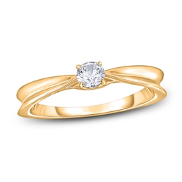 Diamond Solitaire Concave Engagement Ring 1/4 ct tw Round 14K Yellow Gold (I2/I)