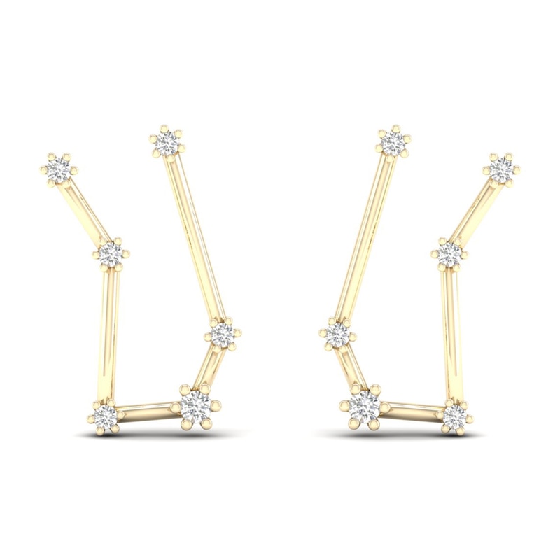 Main Image 1 of Diamond Gemini Constellation Earrings 1/8 ct tw Round 14K Yellow Gold