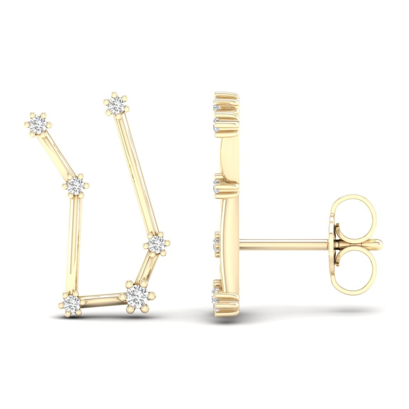 Main Image 2 of Diamond Gemini Constellation Earrings 1/8 ct tw Round 14K Yellow Gold