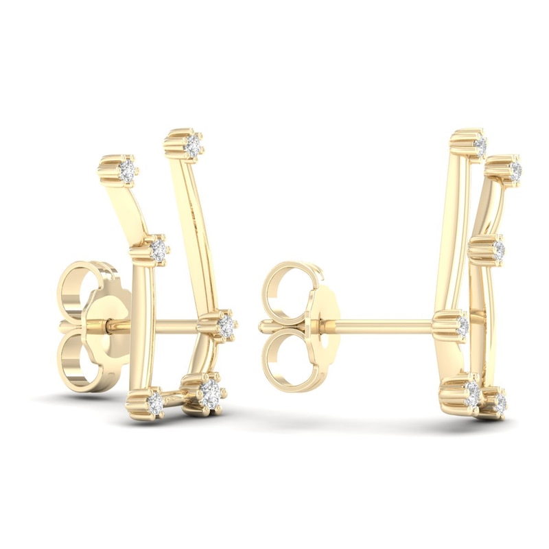 Main Image 3 of Diamond Gemini Constellation Earrings 1/8 ct tw Round 14K Yellow Gold