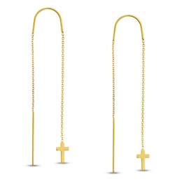 Cross Threader Earrings 14K Yellow Gold