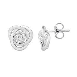 Diamond Knot Earrings 1/20 ct tw Round Sterling Silver