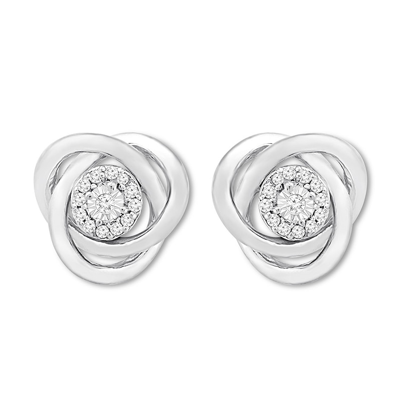 Main Image 2 of Diamond Knot Earrings 1/20 ct tw Round Sterling Silver