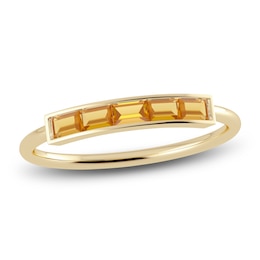 Juliette Maison Natural Citrine Baguette Bar Ring 10K Yellow Gold