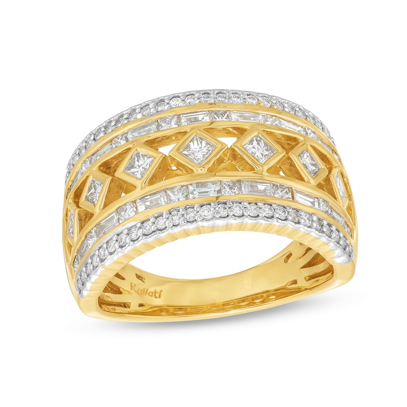 Main Image 1 of Kallati Diamond Ring 1 ct tw Round/Baguette/Princess 14K Yellow Gold