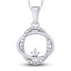 Thumbnail Image 1 of Diamond Double Oval Pendant Necklace 1/10 ct tw Round 14K White Gold 18&quot;