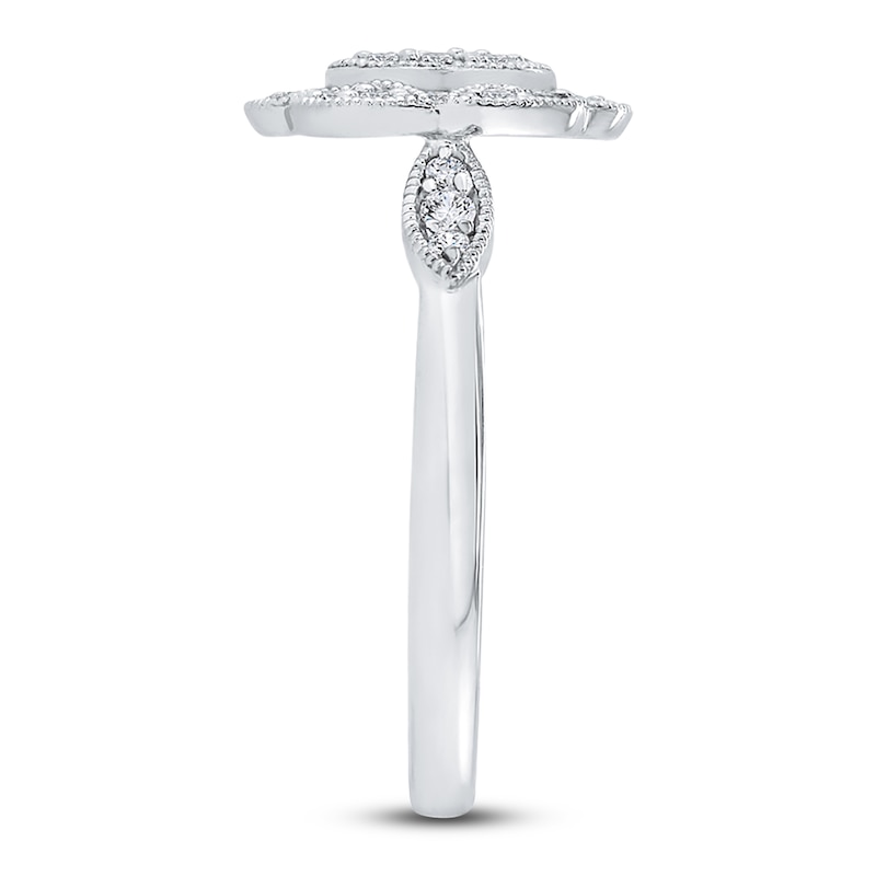 Main Image 4 of Diamond Floral Ring 1/3 ct tw Round 14K White Gold