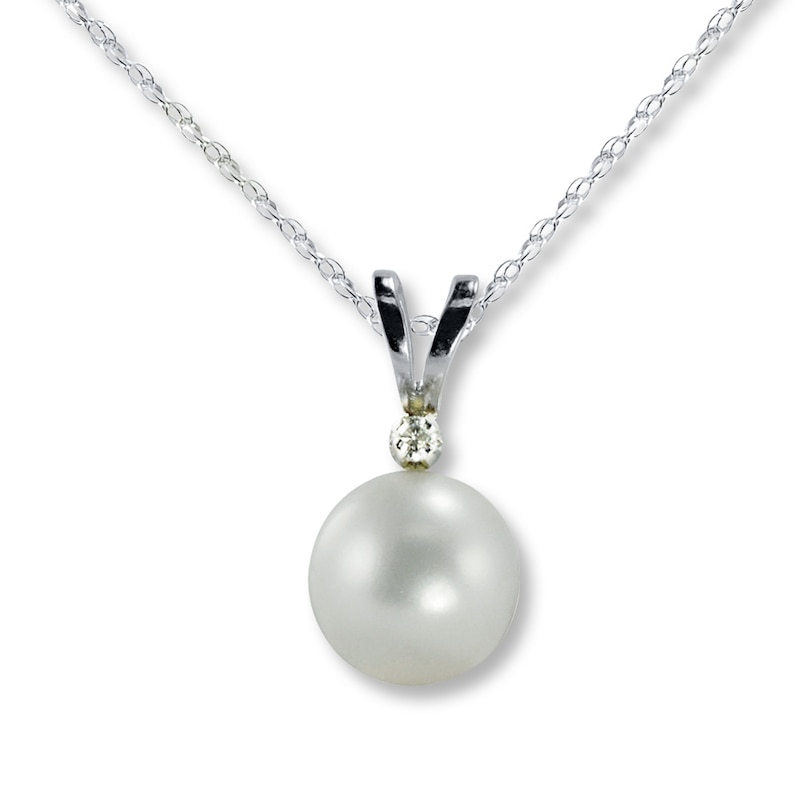 Freshwater Cultured Pearl Necklace Diamond Accent 14K White Gold 18"