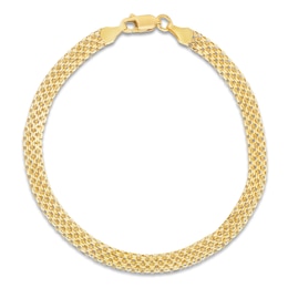 Semi-Solid Bismark Chain Bracelet 14K Yellow Gold 7.25&quot; 4.7mm