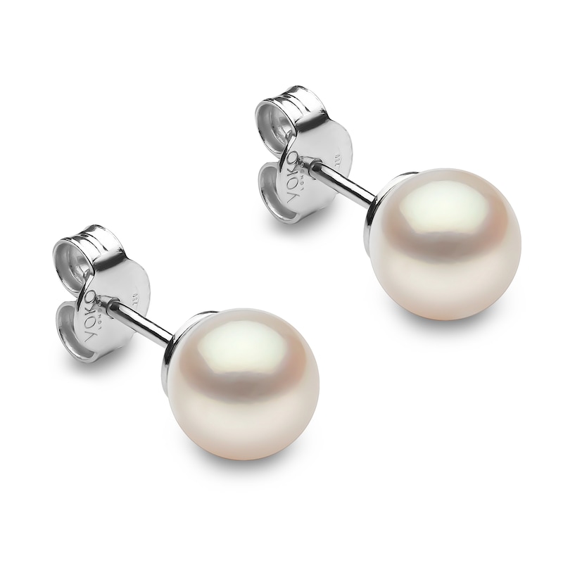 Main Image 1 of Yoko London White Freshwater Cultured Pearl Stud Earrings 18K White Gold