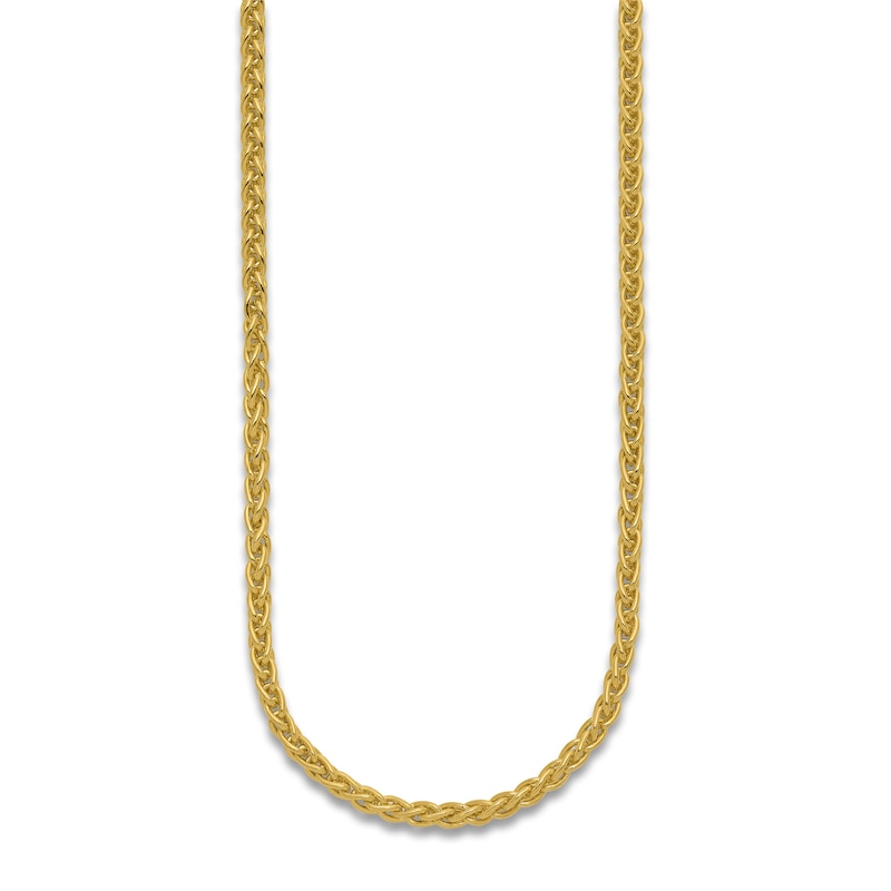 High-Polish Wheat Chain Necklace 24K Yellow Gold 18" 4.0mm