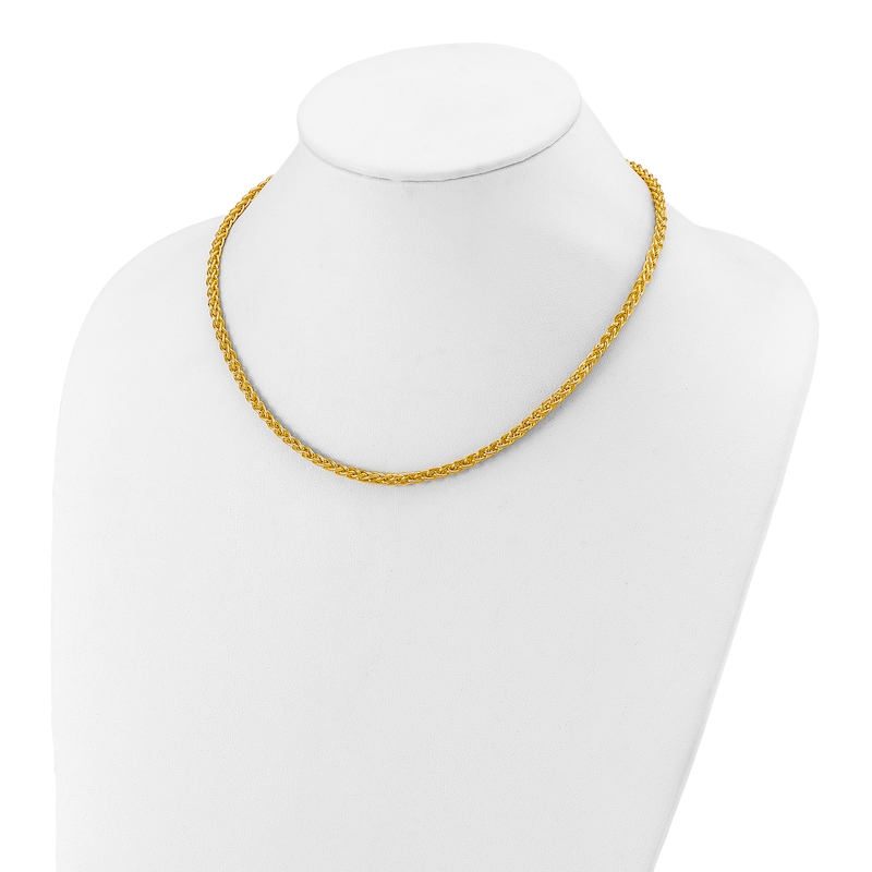 High-Polish Wheat Chain Necklace 24K Yellow Gold 18" 4.0mm