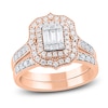 Thumbnail Image 1 of Round & Baguette-Cut Diamond Bridal Set 1 ct tw 14K Rose Gold