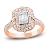 Thumbnail Image 2 of Round & Baguette-Cut Diamond Bridal Set 1 ct tw 14K Rose Gold