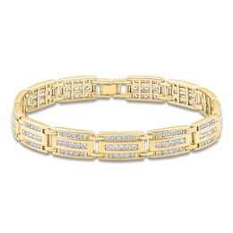 Men's Triple-Row Diamond 5 ct tw 14K Yellow Gold