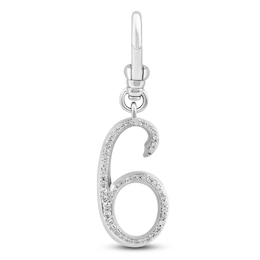 Charm'd by Lulu Frost Pavé Diamond Number 6 Charm 1/8 ct tw 10K White Gold