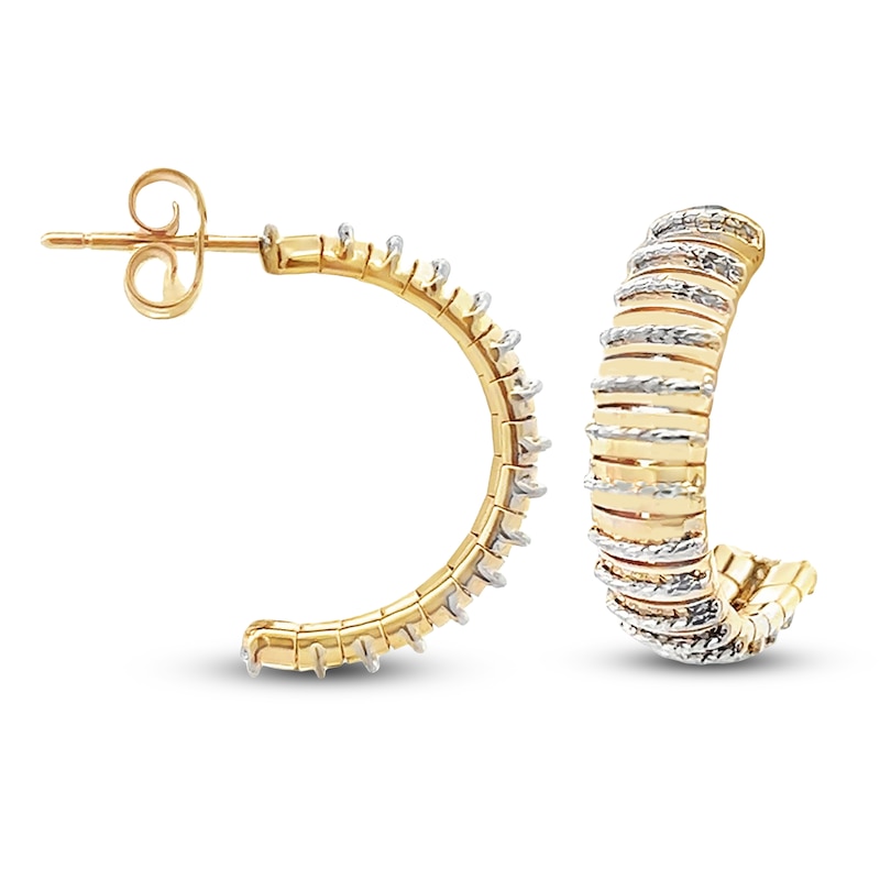 Main Image 1 of Italia D'Oro Diamond-Cut Cleopatra Open Hoop Earrings 14K Yellow Gold 21.8mm