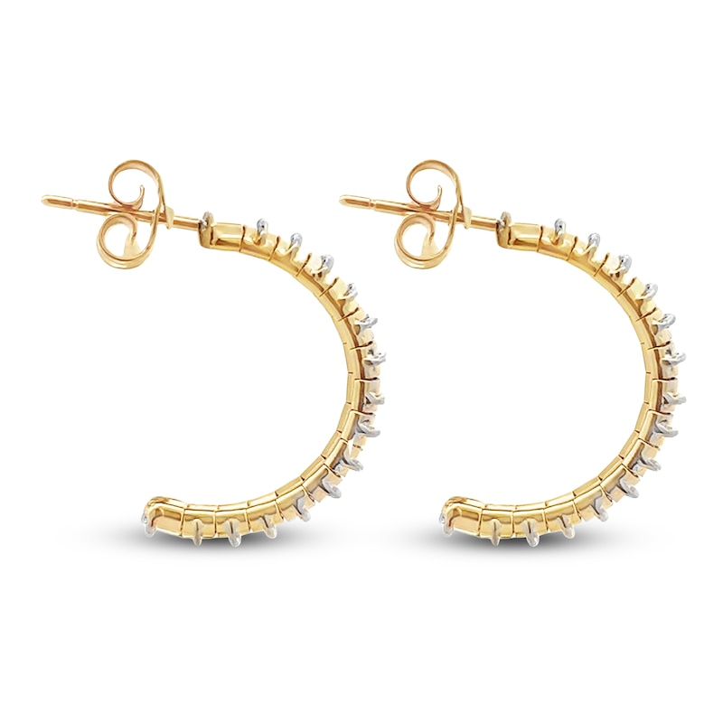 Main Image 2 of Italia D'Oro Diamond-Cut Cleopatra Open Hoop Earrings 14K Yellow Gold 21.8mm