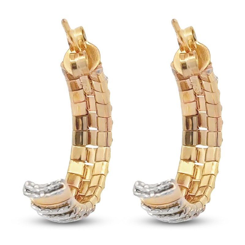 Main Image 3 of Italia D'Oro Diamond-Cut Cleopatra Open Hoop Earrings 14K Yellow Gold 21.8mm