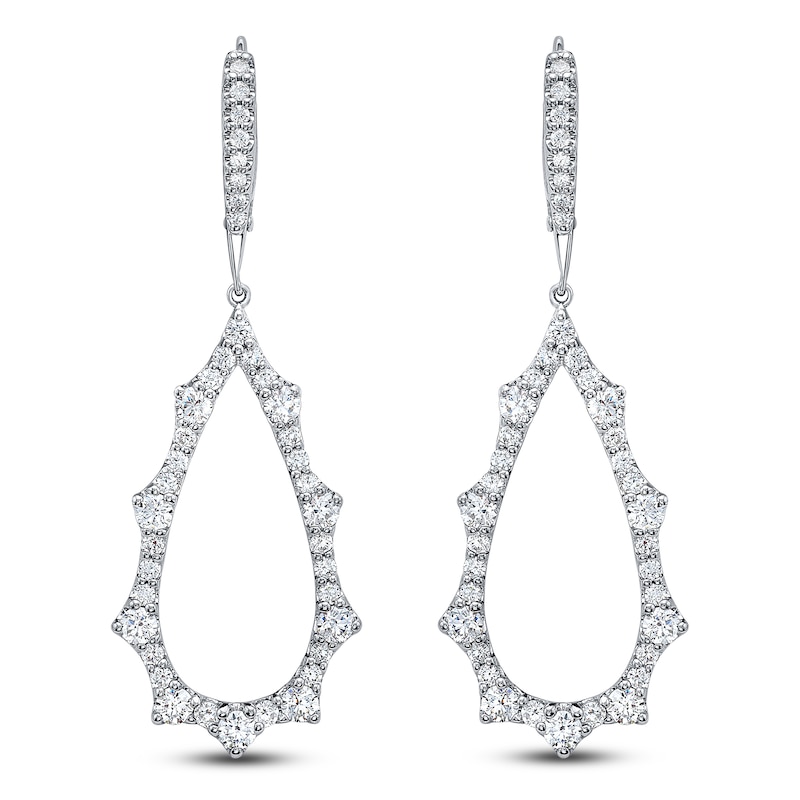 Diamond Scalloped Teardrop Earrings 2 ct tw 14K White Gold | Jared