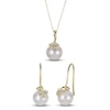 Thumbnail Image 1 of Cultured Pearl & Diamond Leaf Gift Set 1/20 ct tw 10K Yellow Gold