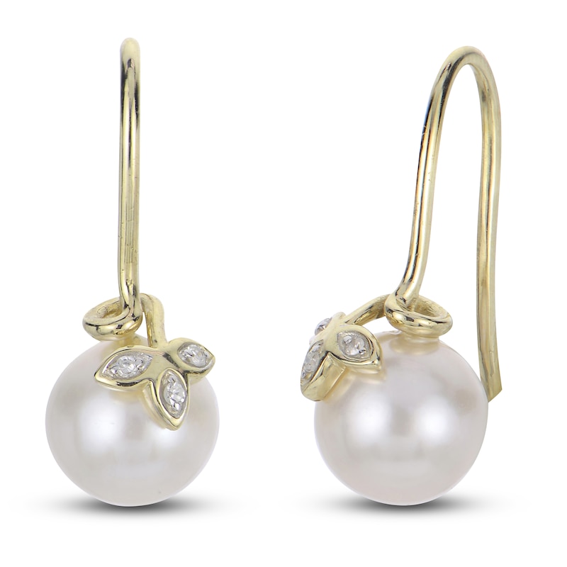 Main Image 4 of Cultured Pearl & Diamond Leaf Gift Set 1/20 ct tw 10K Yellow Gold