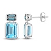 Thumbnail Image 1 of Rectangle-Cut Natural Swiss Blue Topaz & London Blue Topaz Earrings 10K White Gold