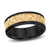 Thumbnail Image 0 of Men's Hammered Wedding Band 14K Yellow Gold & Black Tungsten Carbide 8mm