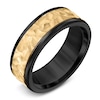 Thumbnail Image 1 of Men's Hammered Wedding Band 14K Yellow Gold & Black Tungsten Carbide 8mm