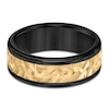 Thumbnail Image 2 of Men's Hammered Wedding Band 14K Yellow Gold & Black Tungsten Carbide 8mm