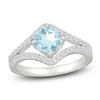 Thumbnail Image 1 of Cushion-Cut Natural Aquamarine & White Lab-Created Sapphire Ring Sterling Silver