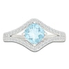 Thumbnail Image 3 of Cushion-Cut Natural Aquamarine & White Lab-Created Sapphire Ring Sterling Silver