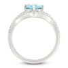 Thumbnail Image 4 of Cushion-Cut Natural Aquamarine & White Lab-Created Sapphire Ring Sterling Silver