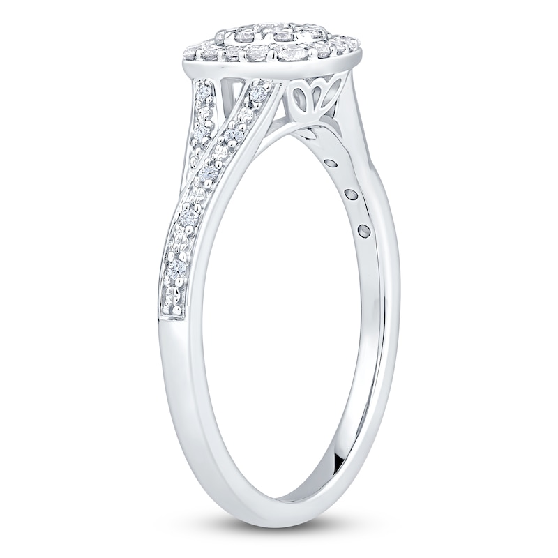 Multi-Diamond Cushion-Shaped Promise Ring 1/3 ct tw 10K White Gold