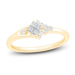 Princess-Cut Quad Diamond Promise Ring 1/5 ct tw 10K Yellow Gold