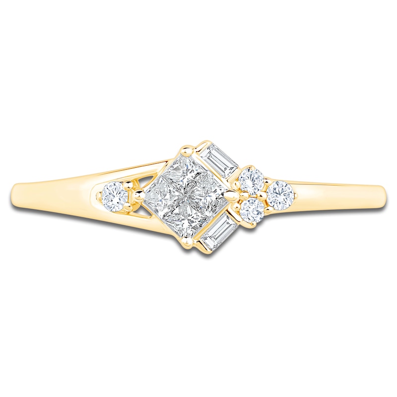 Main Image 3 of Princess-Cut Quad Diamond Promise Ring 1/5 ct tw 10K Yellow Gold