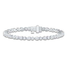 Pear-Shaped & Round-Cut Lab-Created Diamond Bracelet 2-3/4 ct t 14K White Gold 7&quot;