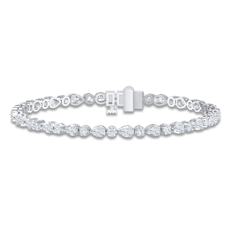 Main Image 1 of Pear-Shaped & Round-Cut Lab-Created Diamond Bracelet 2-3/4 ct t 14K White Gold 7&quot;