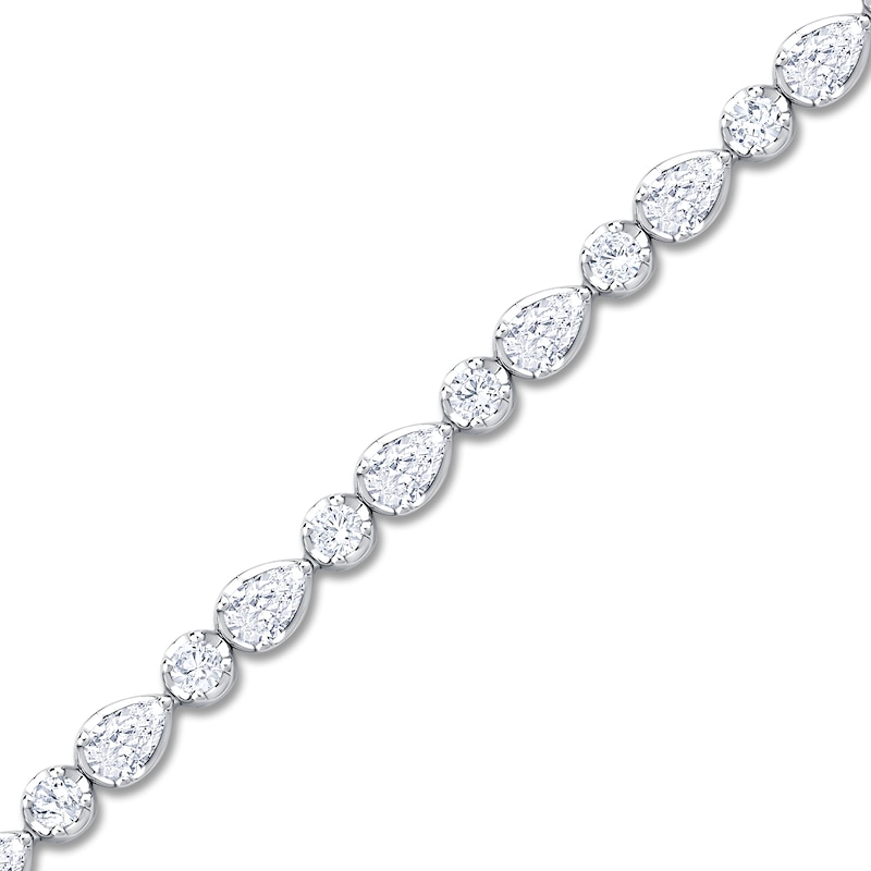 Main Image 2 of Pear-Shaped & Round-Cut Lab-Created Diamond Bracelet 2-3/4 ct t 14K White Gold 7&quot;