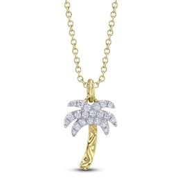 Shy Creation Diamond Palm Tree Necklace 1/10 ct tw 14K Yellow Gold 18&quot; JR55001162RD