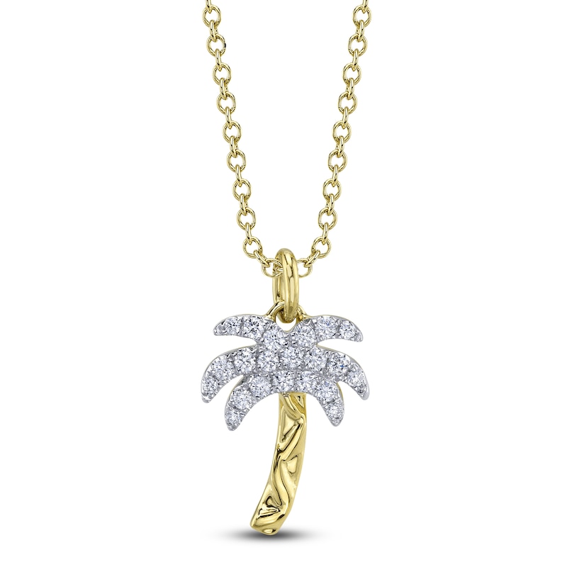 Main Image 1 of Shy Creation Diamond Palm Tree Necklace 1/10 ct tw 14K Yellow Gold 18&quot; JR55001162RD