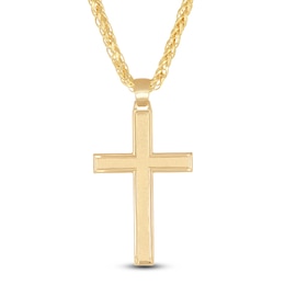 Men's Cross Necklace 10K Yellow Gold 22&quot;