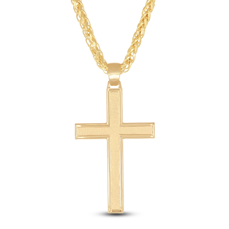 Main Image 1 of Men's Cross Necklace 10K Yellow Gold 22&quot;