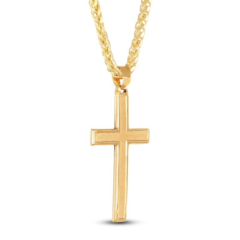 Main Image 2 of Men's Cross Necklace 10K Yellow Gold 22&quot;