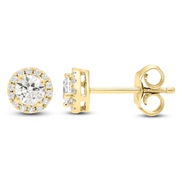 Brilliant Moments Diamond Halo Stud Earrings 1/2 ct tw 14K Yellow Gold